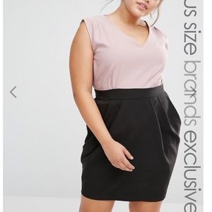 Closet London Plus Mauve and Black Pencil Dress